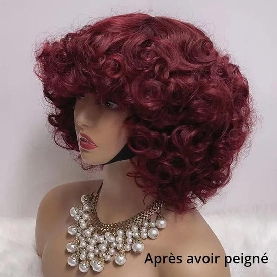 Glueless 3 Couleur Stylisé Boucles Rebondies 99j/Highligh Marron Bob Perruque Sans Colle - SHINE HAIR