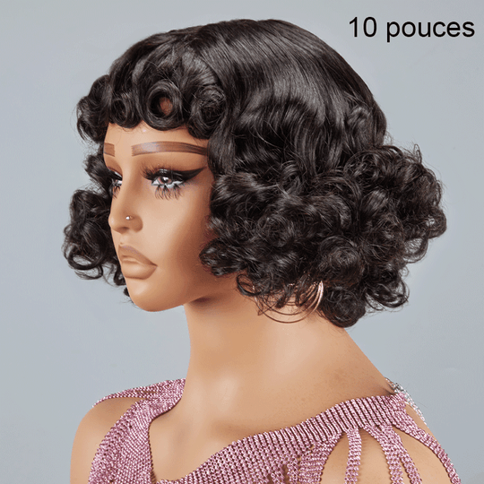 Glueless Faux Cuir Chevelu Bob Perruque Sans Colle Rose Bouclé 3s Wear Go - SHINE HAIR