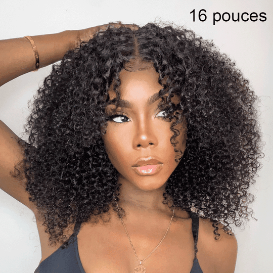 Populaire 7x5 13x4 Glueless Nœuds Pré-blanchis Kinky Curly Perruque Sans Colle 250%Densité - SHINE HAIR