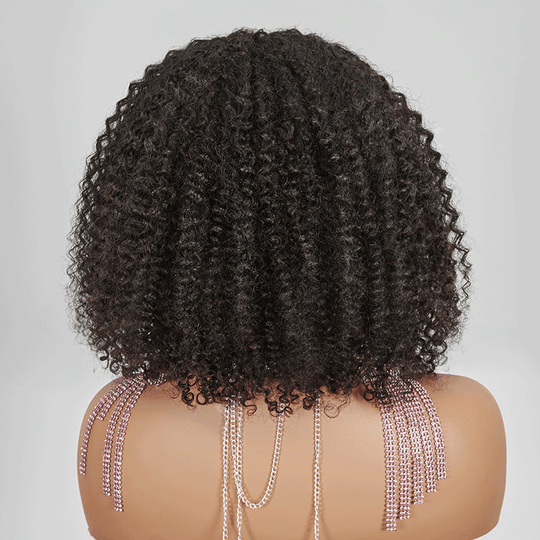 Pour Débutants Glueless Kinky Curly Bob Perruque Sans Colle Avec Frange - SHINE HAIR